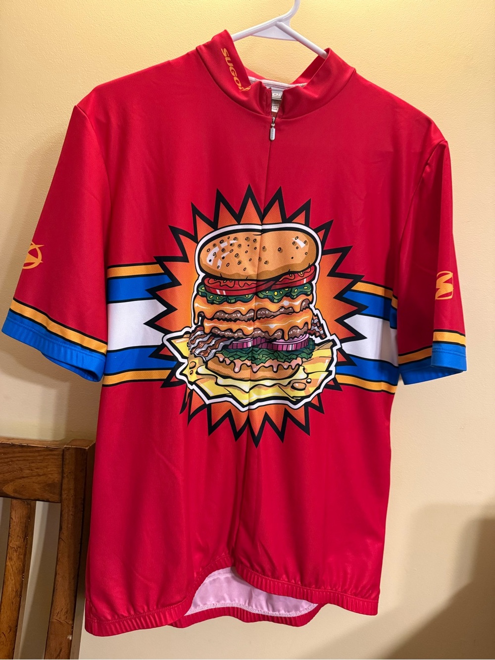 Vintage Sugoi Burger Cycling Jersey XL | Made in Canada | Novelty Bike Shirt